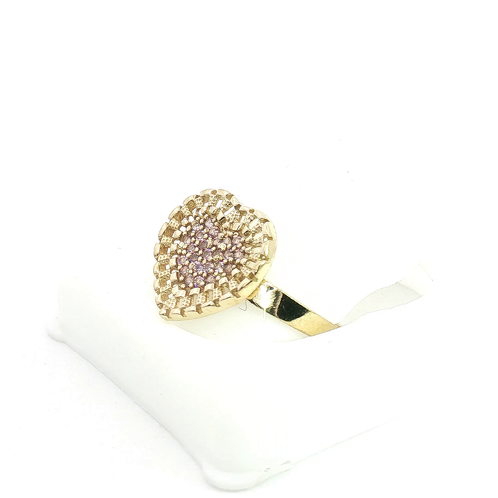 10K Gold and Crystal Heart Ring