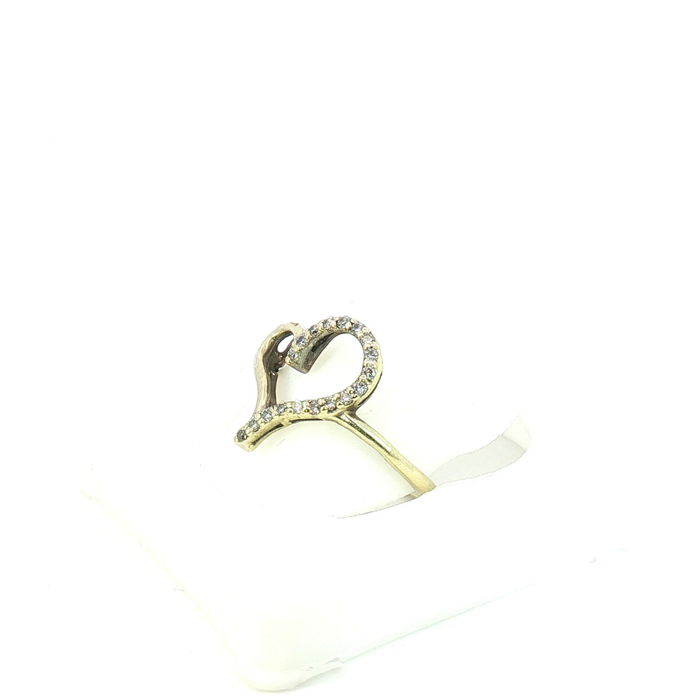 10K Gold and Crystal Heart Ring