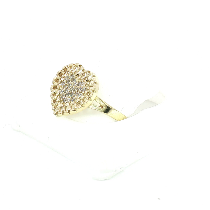 10K Gold and Crystal Heart Ring