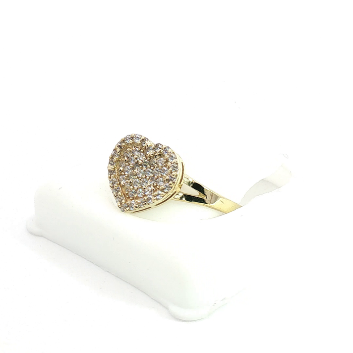 10K Gold and Crystal Heart Ring