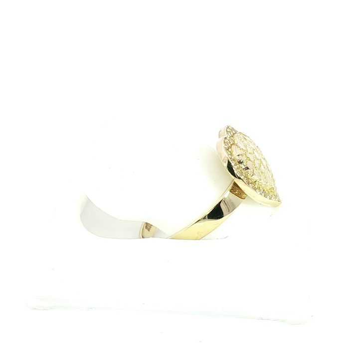 10K Gold and Crystal Nugget Heart Ring