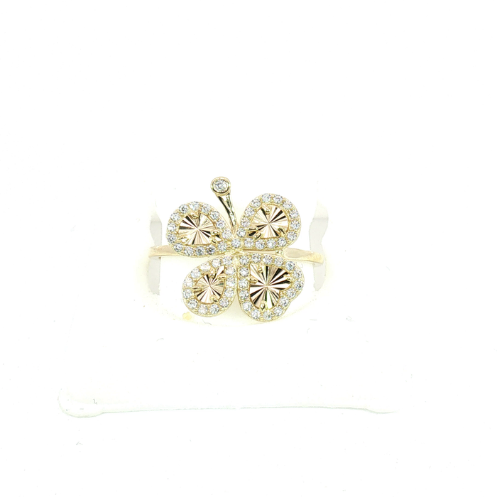 10K Gold Crystal Clover Ring