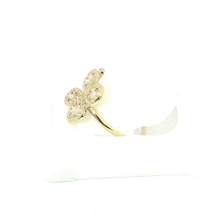 10K Gold Crystal Clover Ring