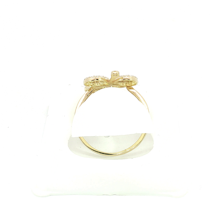 10K Gold Crystal Clover Ring