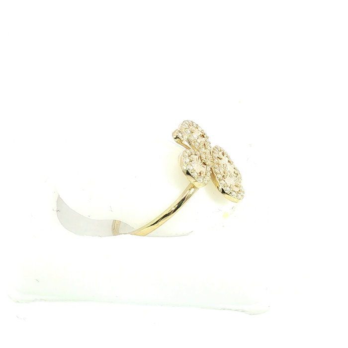 10K Gold Crystal Clover Ring