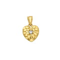 10K Gold Heart Pendant Single CZ Textured