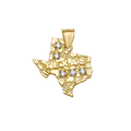 10K Gold Texas State CZ Pendant with Diamond-Cut Design