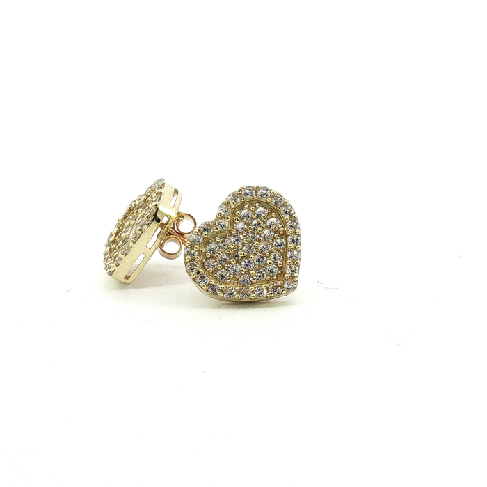 10K Heart Stud Earrings in Yellow Gold