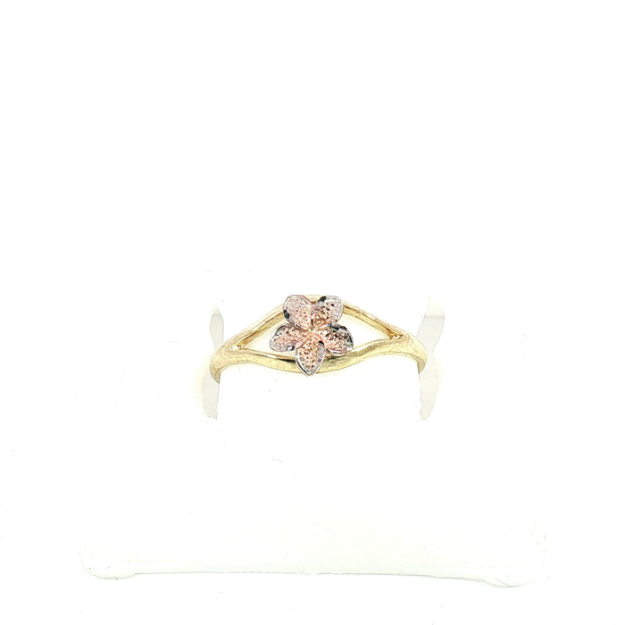 10K Hibiscus Flower Two-Tone Ring in Yellow Gold