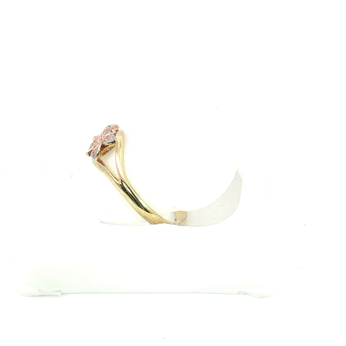 10K Hibiscus Flower Two-Tone Ring in Yellow Gold