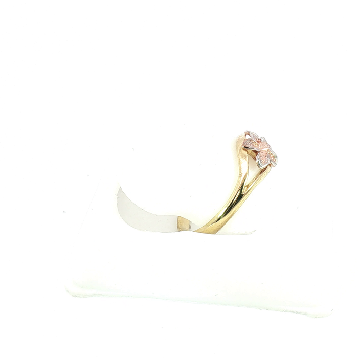 10K Hibiscus Flower Two-Tone Ring in Yellow Gold