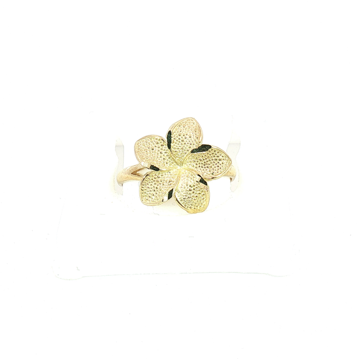 10K Hibiscus Yellow Gold Flower Ring