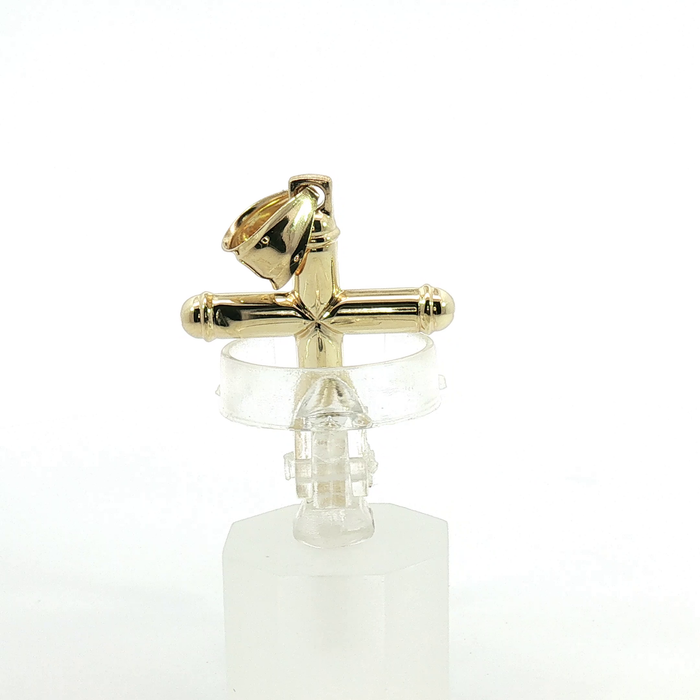 10k High-Polish Tubular Cross Pendant in Yellow Gold