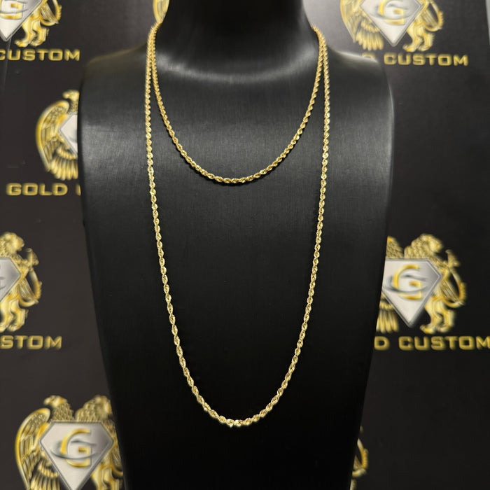 10K Laser Cut 2.2MM 16-Inch Rope Chain