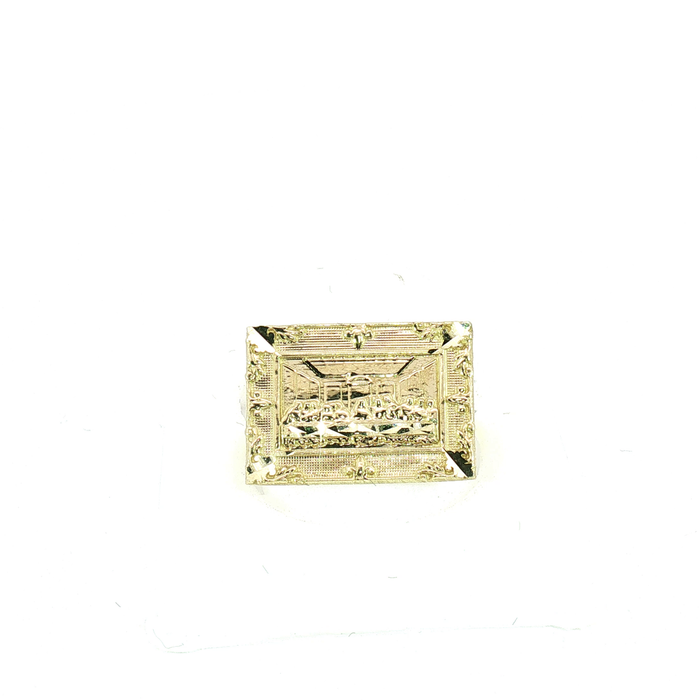 10K Last Supper Rectangular Ring in Yellow Gold