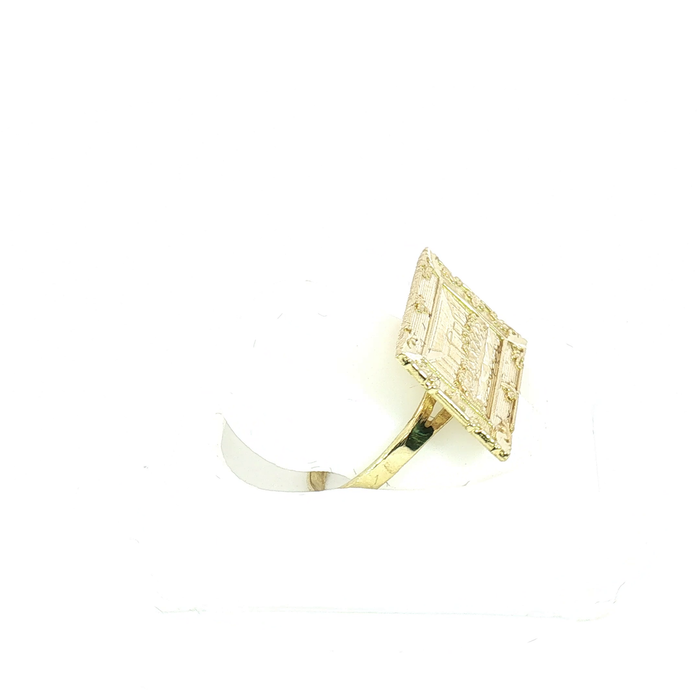 10K Last Supper Rectangular Ring in Yellow Gold