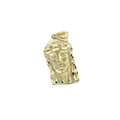 10k Matte finish Yellow Gold Diamond-Cut Jesus Head Pendant
