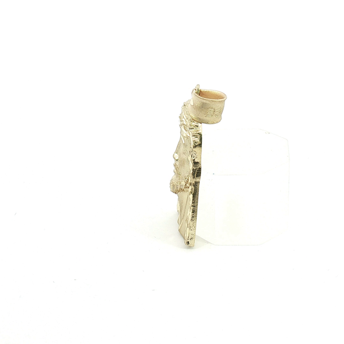 10k Matte finish Yellow Gold Diamond-Cut Jesus Head Pendant