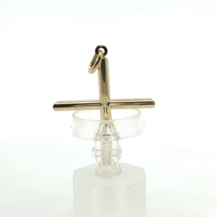 10k Minimalist High-Polish Yellow Gold Tubular Cross Pendant