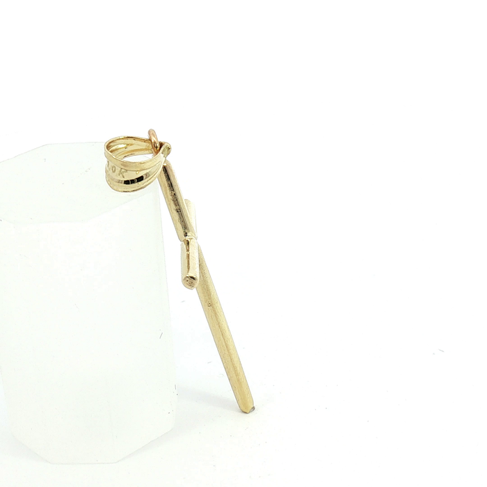 10k Minimalist Polished Yellow Gold Rod Cross Pendant