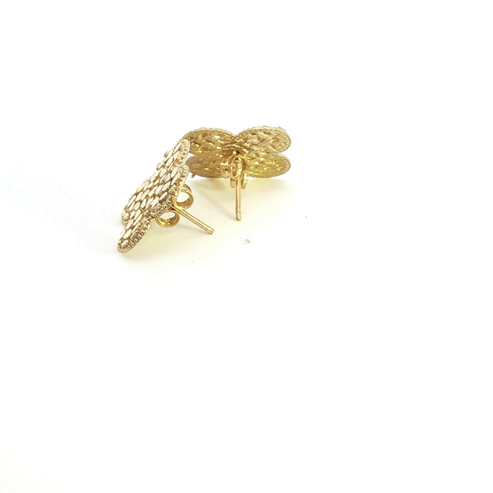 10K Nugget Clover Stud Earrings in Yellow Gold