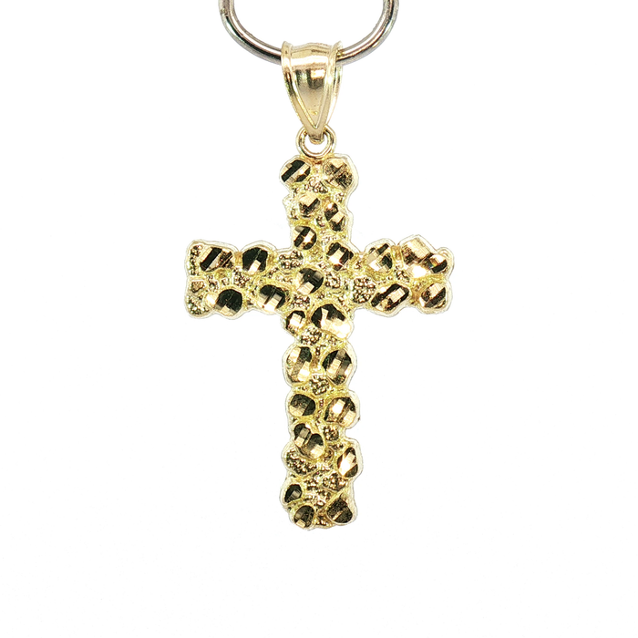 10K Nugget Cross Pendant in Yellow Gold