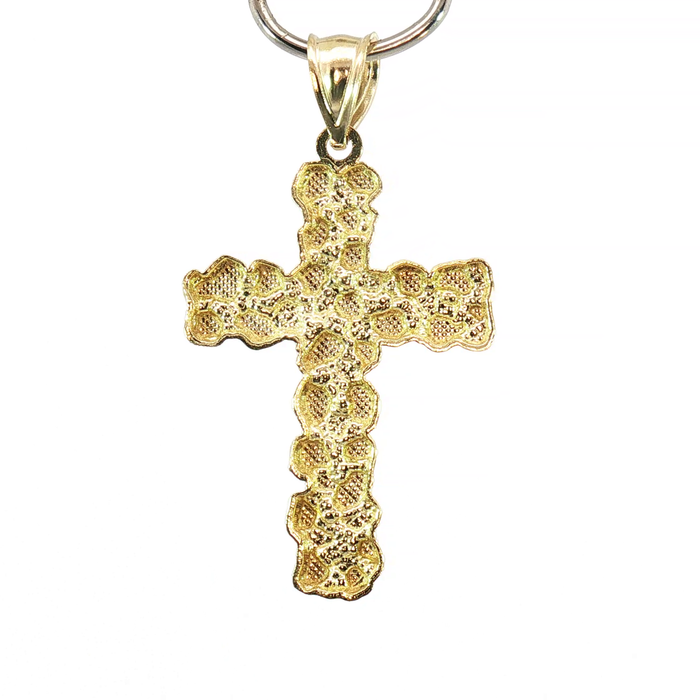 10K Nugget Cross Pendant in Yellow Gold