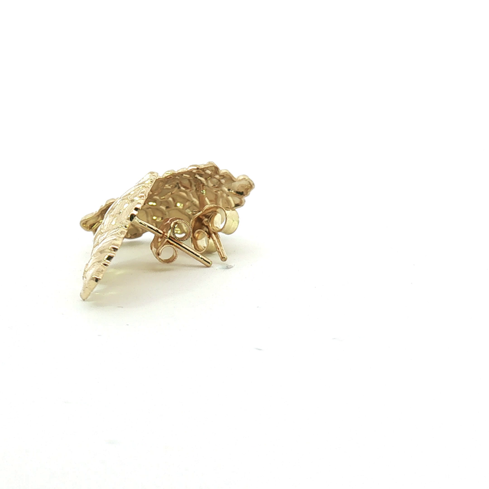 10K Nugget Yellow Gold Stud Earrings - Large