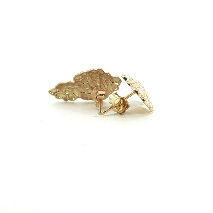 10K Nugget Yellow Gold Stud Earrings - Large
