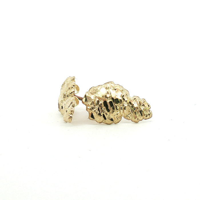 10K Nugget Yellow Gold Stud Earrings - Medium