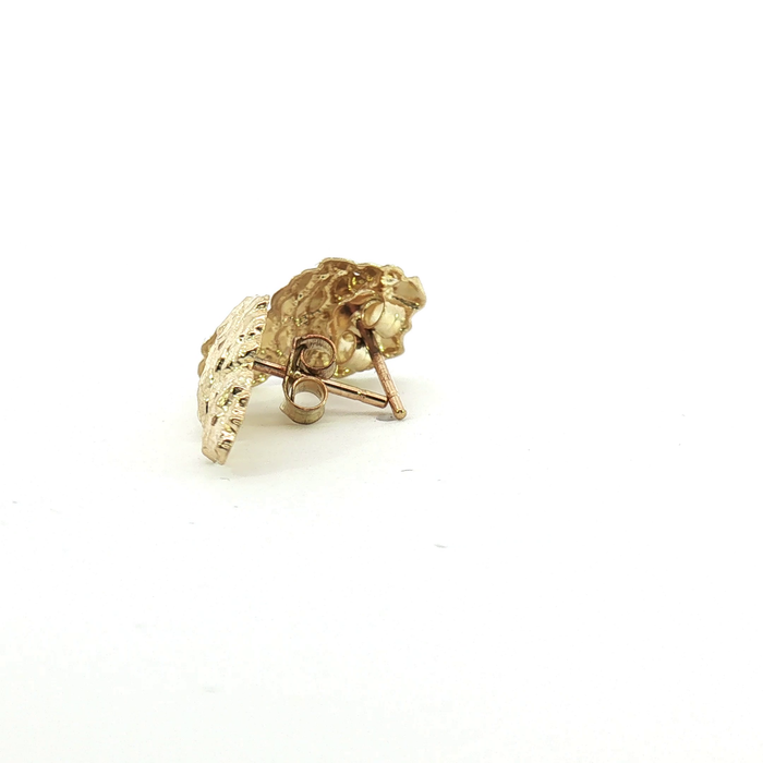 10K Nugget Yellow Gold Stud Earrings - Medium