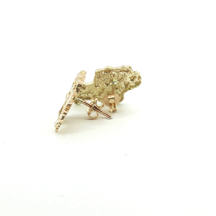 10K Nugget Yellow Gold Stud Earrings - Medium