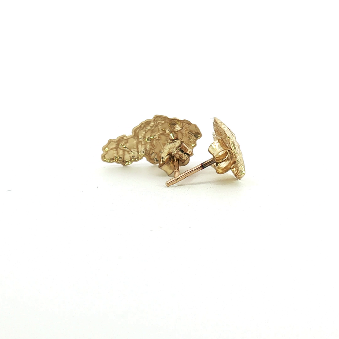 10K Nugget Yellow Gold Stud Earrings - Medium