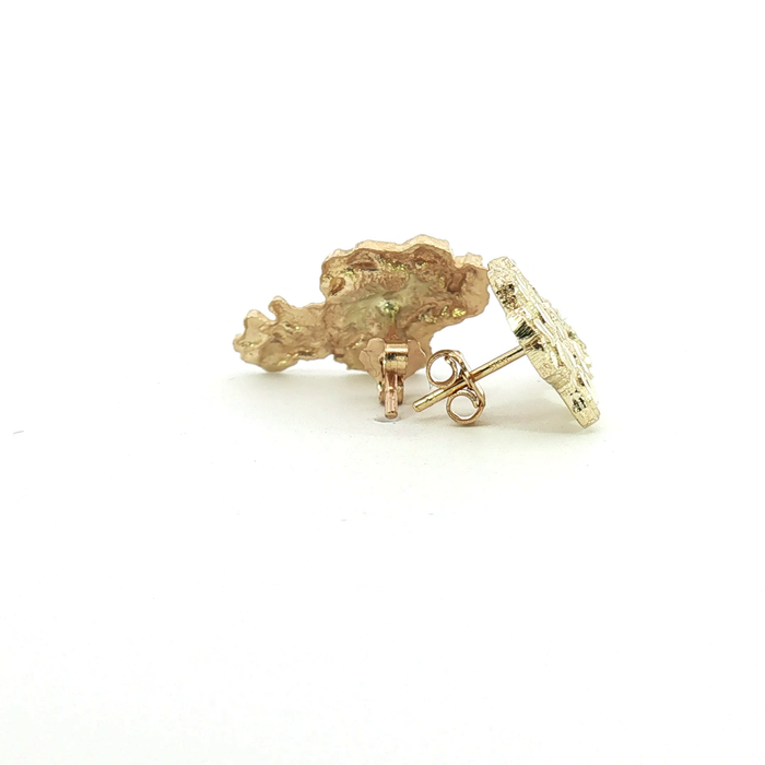 10K Nugget Yellow Gold Stud Earrings - Medium