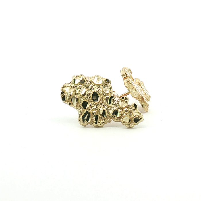 10K Nugget Yellow Gold Stud Earrings - Medium