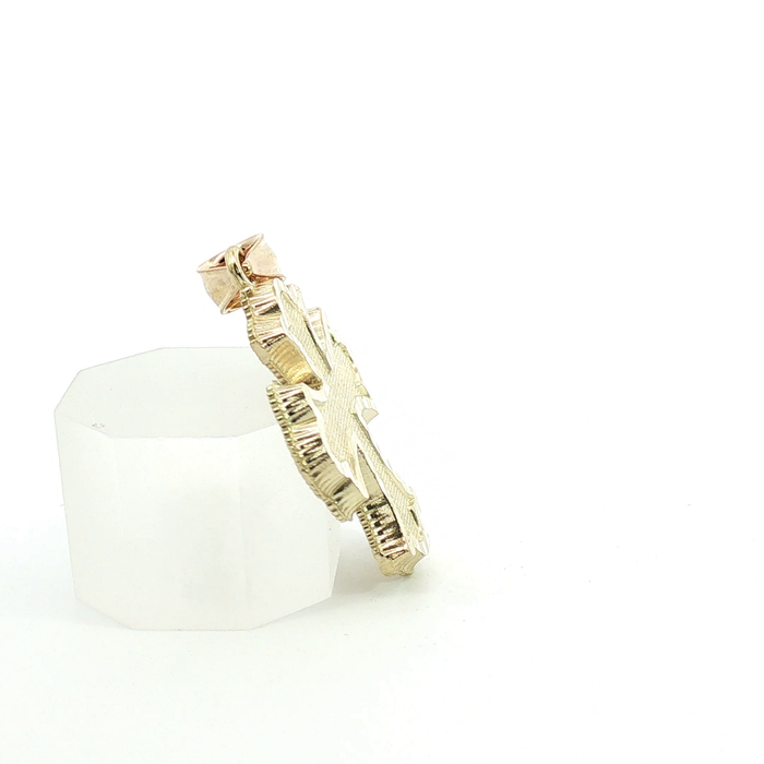 10k Ornate Diamond-Cut Yellow Gold Textured Cross Pendant