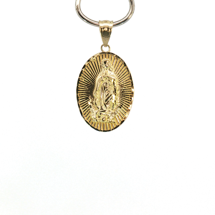 10K Oval Our Lady of Guadalupe Virgin Mary Pendant in Yellow Gold