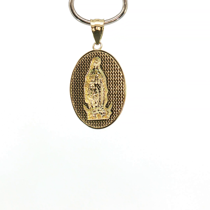 10K Oval Our Lady of Guadalupe Virgin Mary Pendant in Yellow Gold