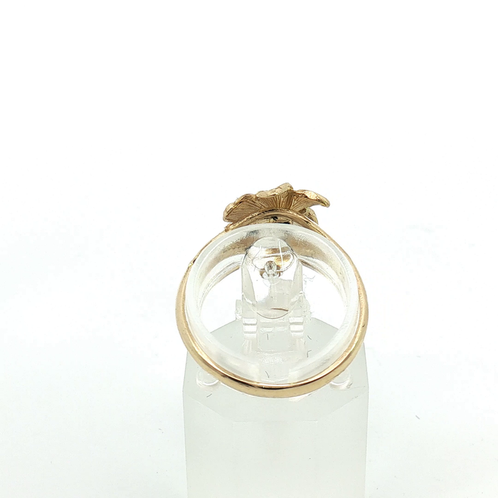 10K Plumeria Flower Ring in Yellow Gold