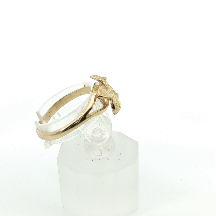 10K Plumeria Flower Ring in Yellow Gold