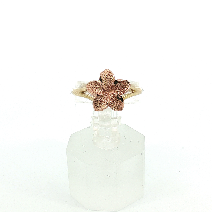 10K Plumeria Rose Gold Floral Ring