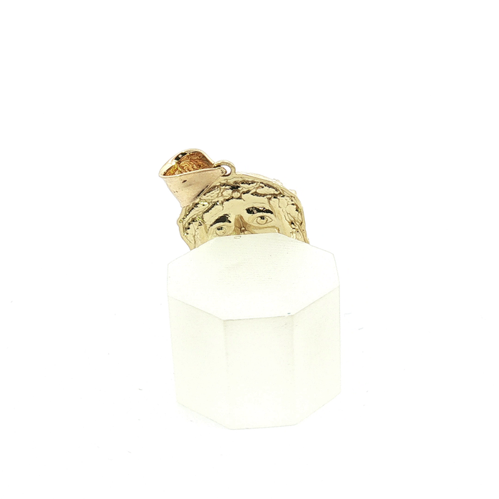 10k Polished and Yellow Gold Jesus Head Pendant