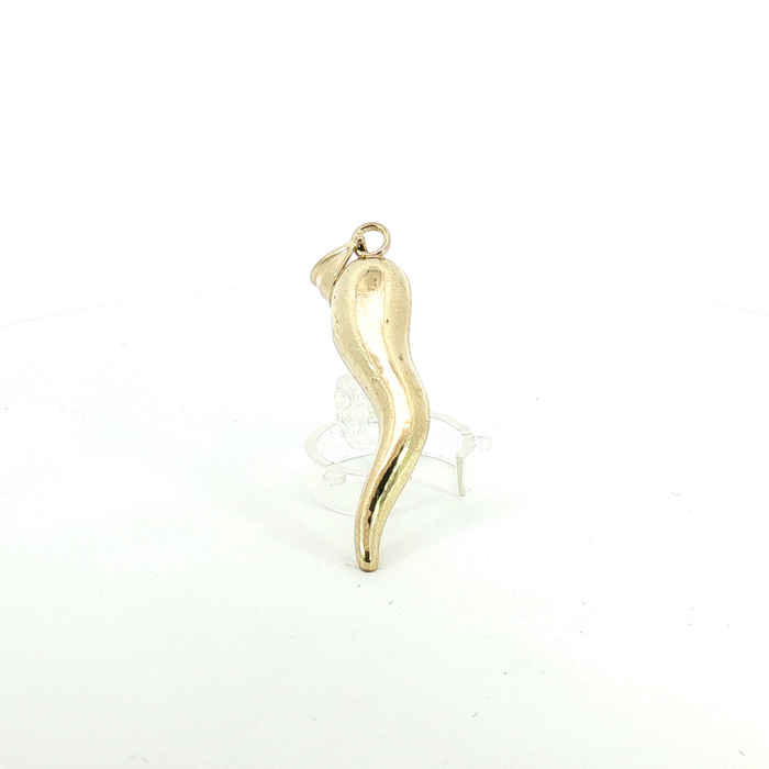 10K Polished Yellow Gold Italian Horn Pendant - Large