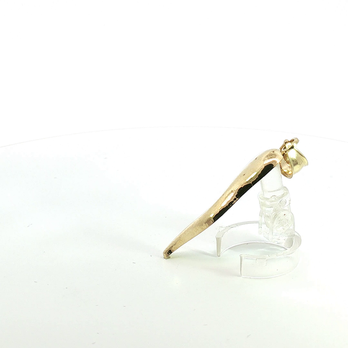 10K Polished Yellow Gold Italian Horn Pendant - Large