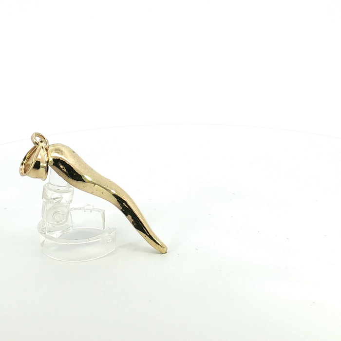 10K Polished Yellow Gold Italian Horn Pendant - Large