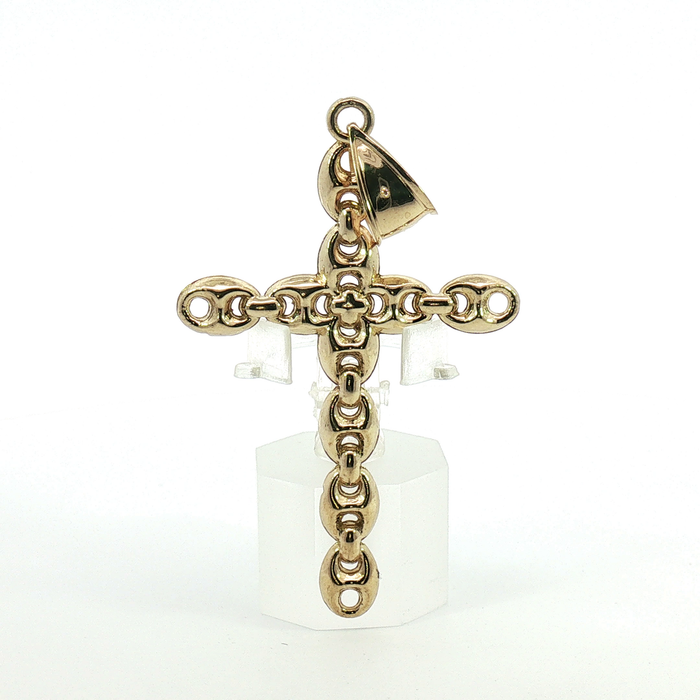 10k Polished Yellow Gold Mariner Link Cross Pendant