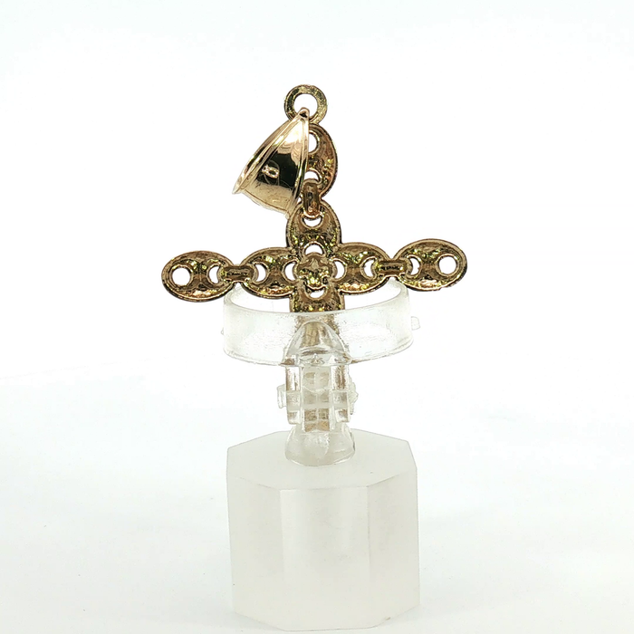10k Polished Yellow Gold Mariner Link Cross Pendant