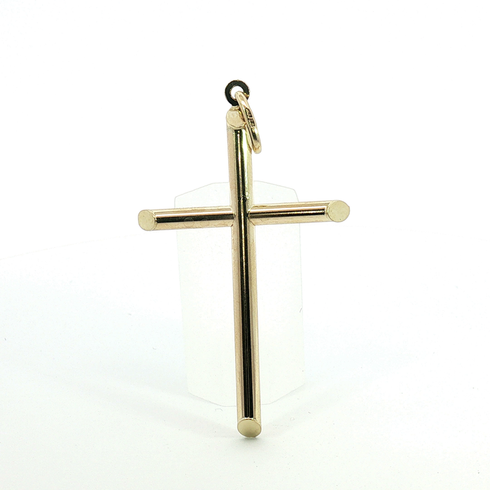 10k Polished Yellow Gold Tubular Cross Pendant