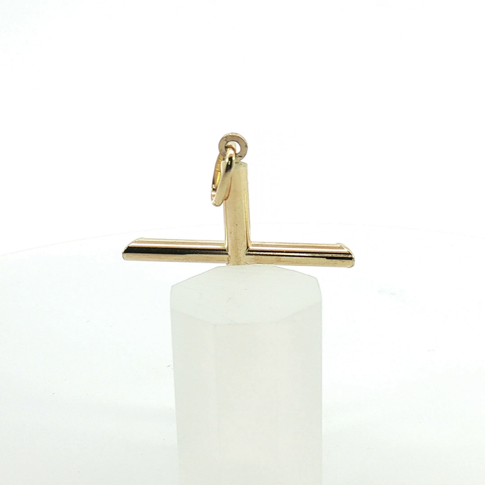 10k Polished Yellow Gold Tubular Cross Pendant