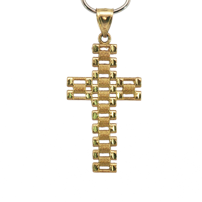 10K Presidential Classic Link Yellow Gold Cross Pendant
